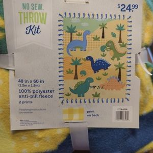 No Sew Throw Blanket DIY Kit, Dinosaurs, Baby Gift